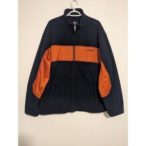 CHAPS Ralph Lauren Navy Blue / Orange Fleece Full Zip Sweater Jacket Men's Large